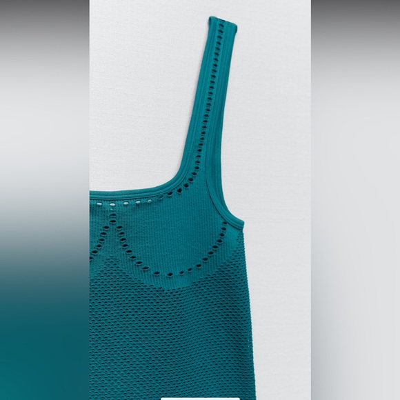 Zara seamless perforated bodysuit designer turquoise blue - Picture 8 of 8